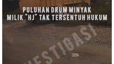 Diduga Untuk Kegiatan PETI, Puluhan Drum Minyak BBM Milik Pengusaha PETI, H.J. Tak Tersentuh Hukum.